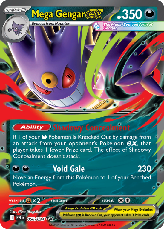 Pokémonkaart Mega Gengar ex nummer 56/94 uit de set Phantasmal Flames (Mega Evolution)
