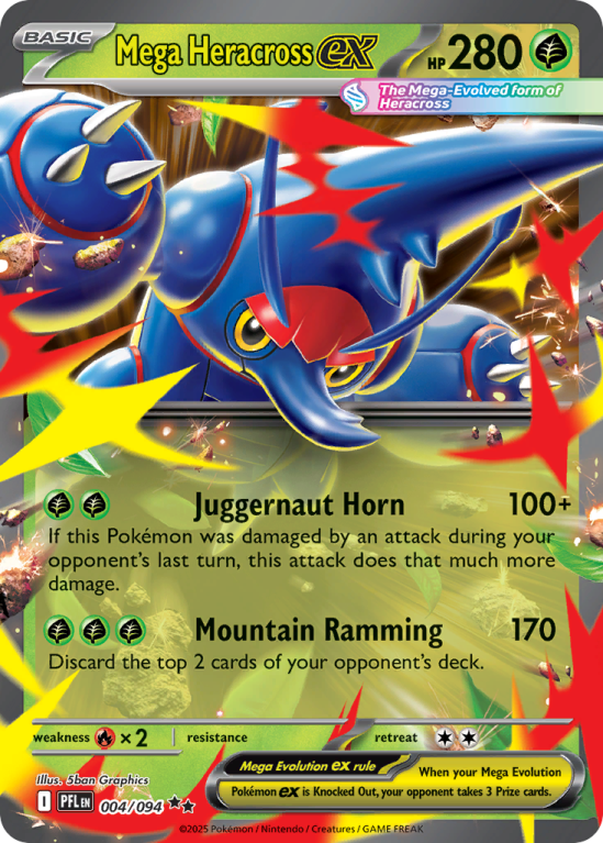 Pokémonkaart Mega Heracross ex nummer 4/94 uit de set Phantasmal Flames (Mega Evolution)