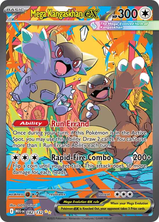 Pokémonkaart Mega Kangaskhan ex nummer 182/132 uit de set Mega Evolution