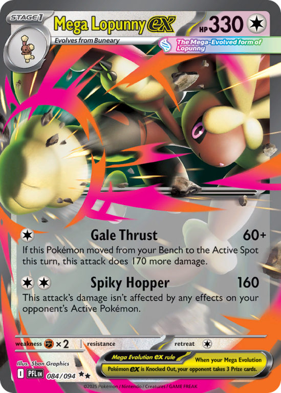 Pokémonkaart Mega Lopunny ex nummer 84/94 uit de set Phantasmal Flames (Mega Evolution)