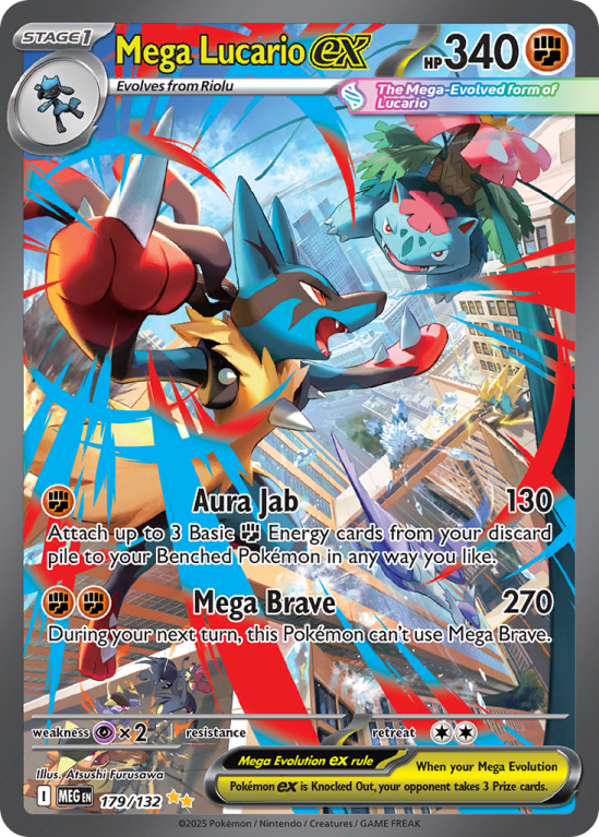 Pokémonkaart Mega Lucario ex nummer 179/132 uit de set Mega Evolution