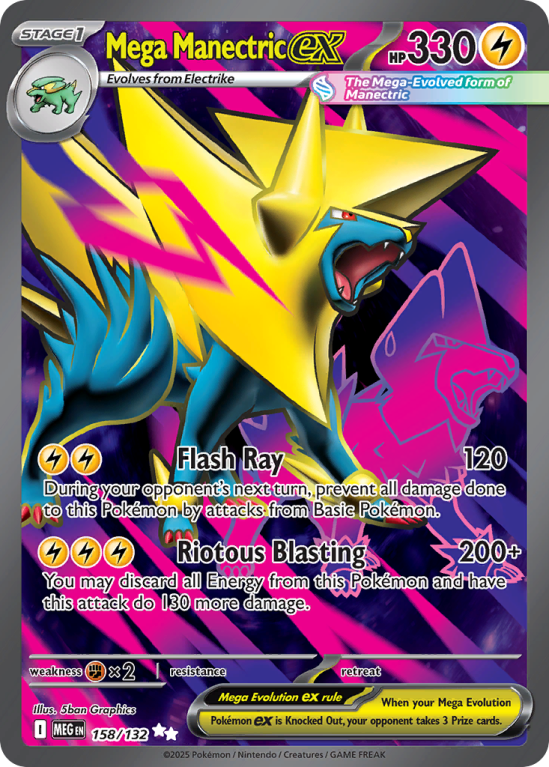 Pokémonkaart Mega Manectric ex nummer 158/132 uit de set Mega Evolution