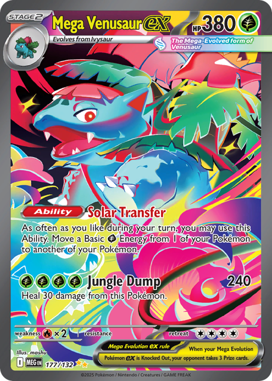 Pokémonkaart Mega Venusaur ex nummer 177/132 uit de set Mega Evolution