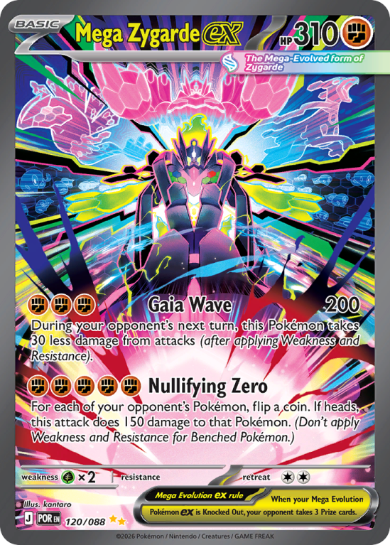 Pokémonkaart Mega Zygarde ex nummer 120/88 uit de set Perfect Order (Mega Evolution)
