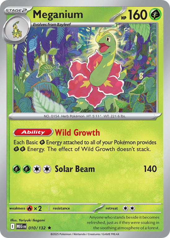 Pokémonkaart Meganium nummer 10/132 uit de set Mega Evolution