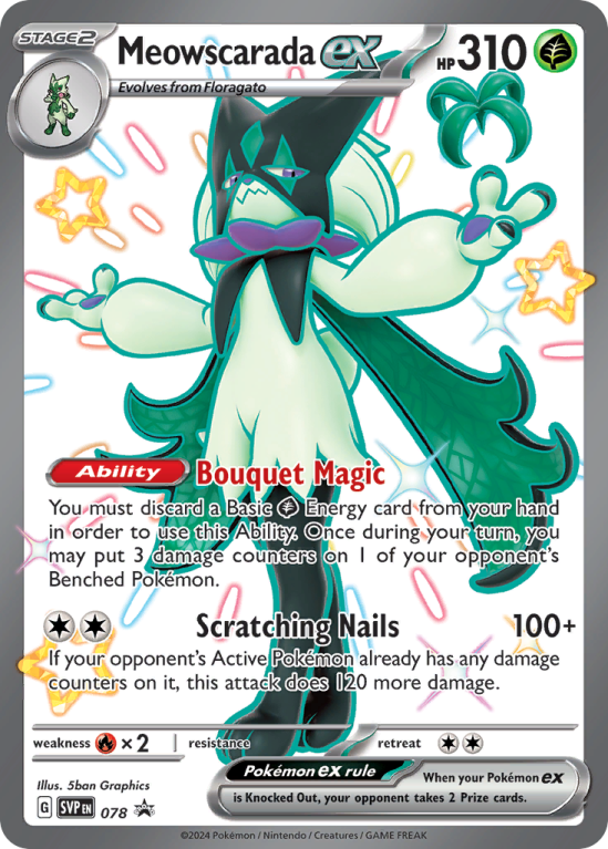 Pokémonkaart Meowscarada ex nummer 78/14 uit de set Scarlet & Violet Black Star Promos (Scarlet & Violet)