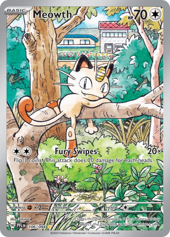 Pokémonkaart Meowth nummer 106/94 uit de set Phantasmal Flames (Mega Evolution)