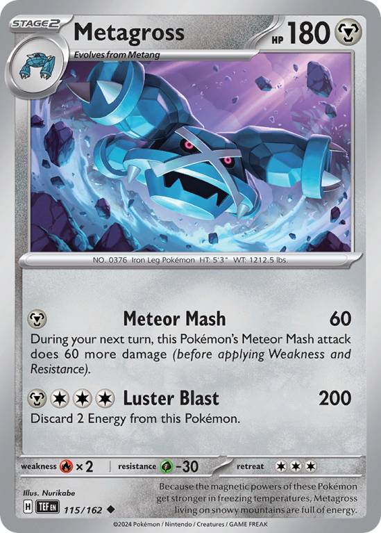 Pokémonkaart Metagross nummer 115/162 uit de set Temporal Forces (Scarlet & Violet)