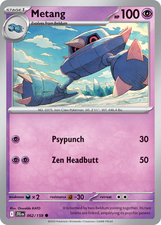 Pokémonkaart Metang nummer 62/159 uit de set Journey Together (Scarlet & Violet)