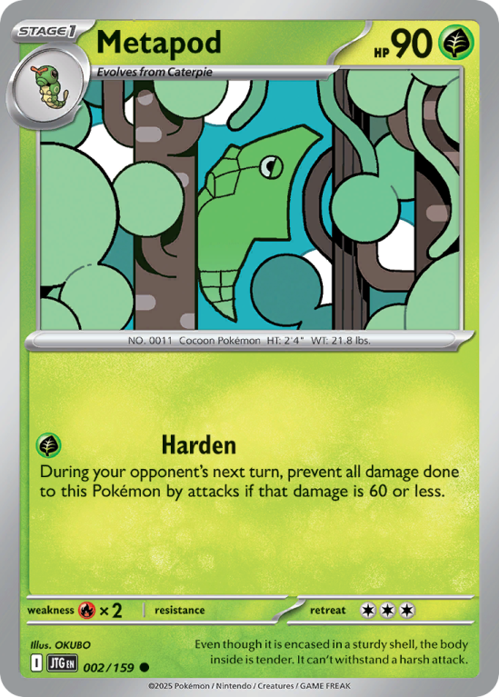Pokémonkaart Metapod nummer 2/159 uit de set Journey Together (Scarlet & Violet)