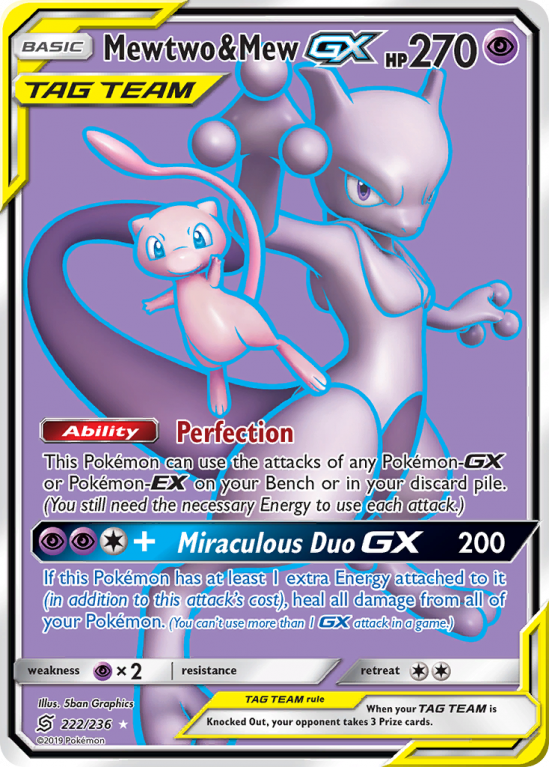 Mewtwo & Mew-GX 222/236 Sun & Moon Unified Minds
