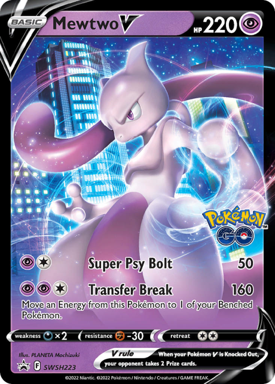 Pokémonkaart Mewtwo V nummer SWSH223/103 uit de set SWSH Black Star Promos (Sword & Shield)