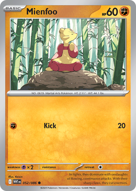 Pokémonkaart Mienfoo nummer 52/86 uit de set White Flare (Scarlet & Violet)