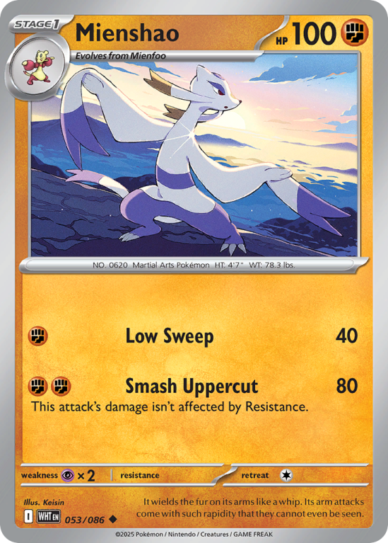 Pokémonkaart Mienshao nummer 53/86 uit de set White Flare (Scarlet & Violet)