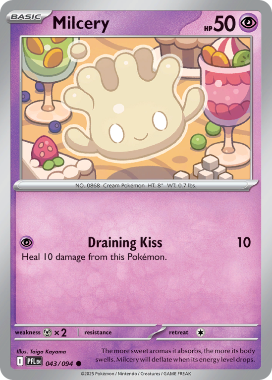 Pokémonkaart Milcery nummer 43/94 uit de set Phantasmal Flames (Mega Evolution)