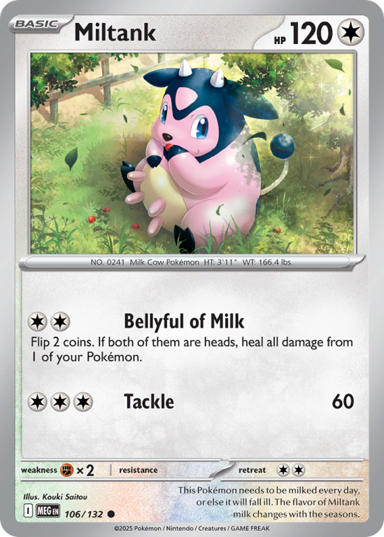 Pokémonkaart Miltank nummer 106/132 uit de set Mega Evolution