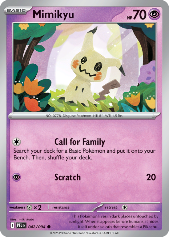 Pokémonkaart Mimikyu nummer 42/94 uit de set Phantasmal Flames (Mega Evolution)