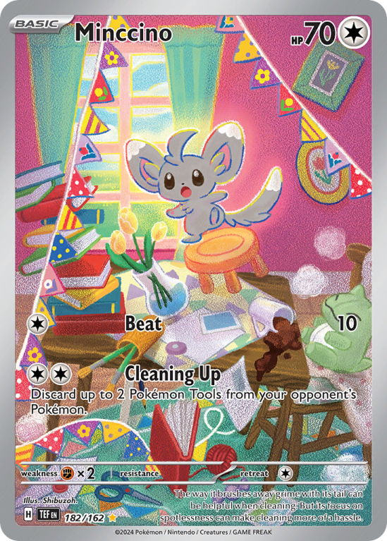 Pokémonkaart Minccino nummer 182/162 uit de set Temporal Forces (Scarlet & Violet)