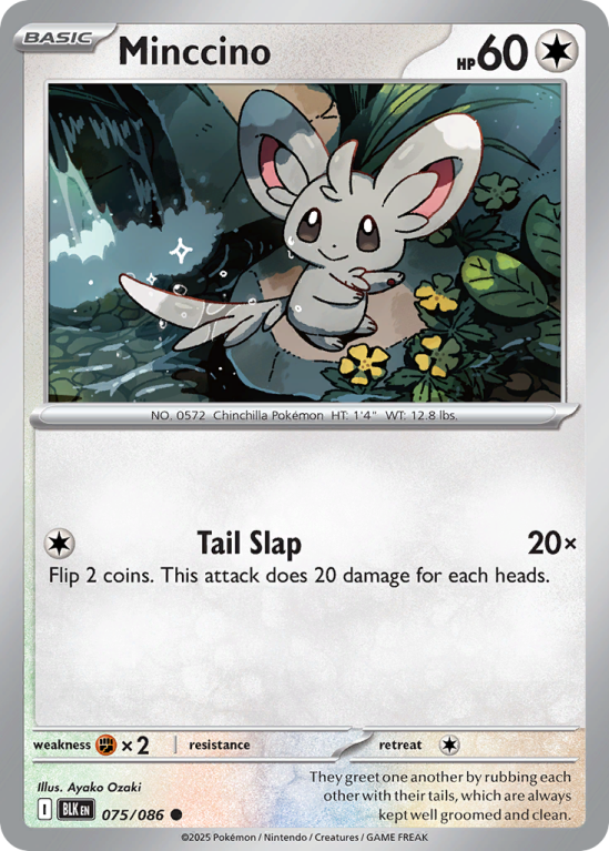 Pokémonkaart Minccino nummer 75/86 uit de set Black Bolt (Scarlet & Violet)