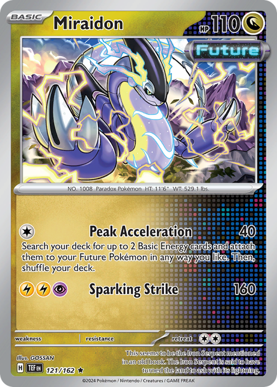 Pokémonkaart Miraidon nummer 121/162 uit de set Temporal Forces (Scarlet & Violet)