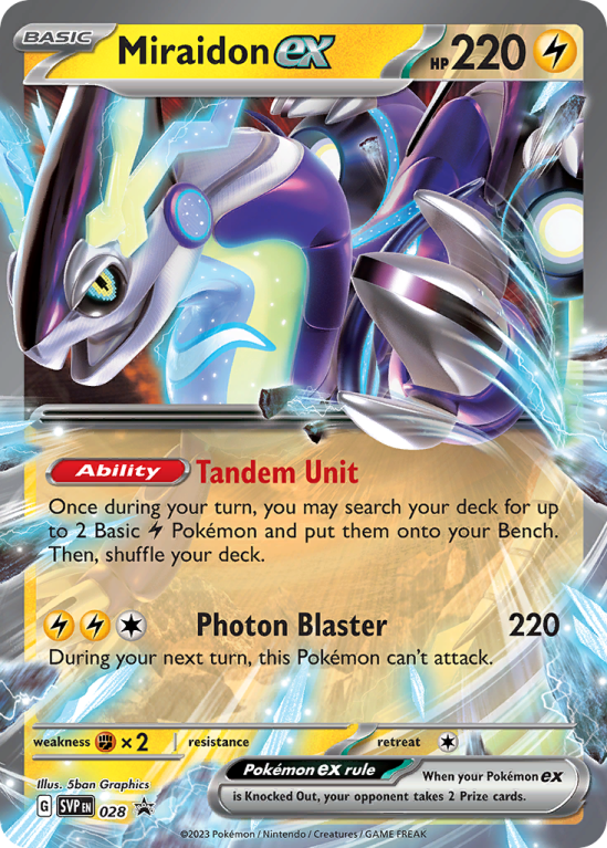 Pokémonkaart Miraidon ex nummer 28/14 uit de set Scarlet & Violet Black Star Promos (Scarlet & Violet)