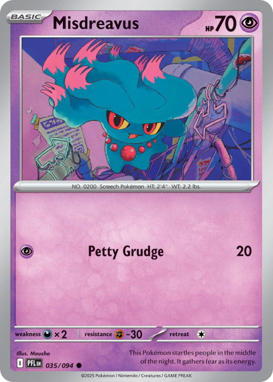 Pokémonkaart Misdreavus nummer 35/94 uit de set Phantasmal Flames (Mega Evolution)