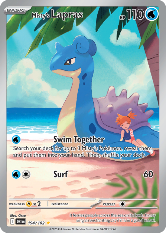 Pokémonkaart Misty's Lapras nummer 194/182 uit de set Destined Rivals (Scarlet & Violet)