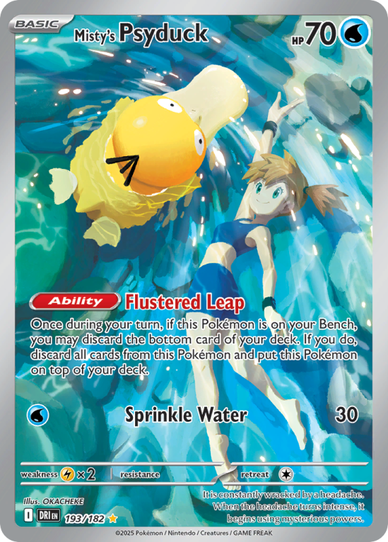 Pokémonkaart Misty's Psyduck nummer 193/182 uit de set Destined Rivals (Scarlet & Violet)