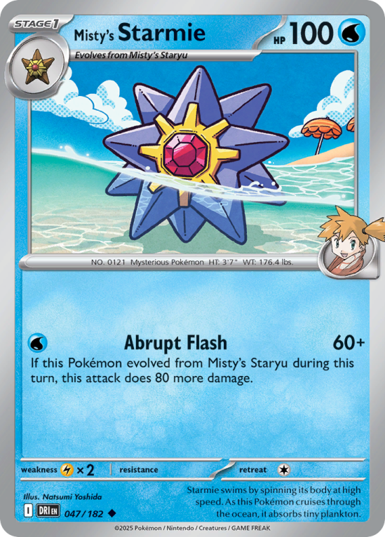 Pokémonkaart Misty's Starmie nummer 47/182 uit de set Destined Rivals (Scarlet & Violet)