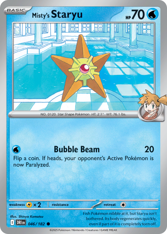 Pokémonkaart Misty's Staryu nummer 46/182 uit de set Destined Rivals (Scarlet & Violet)