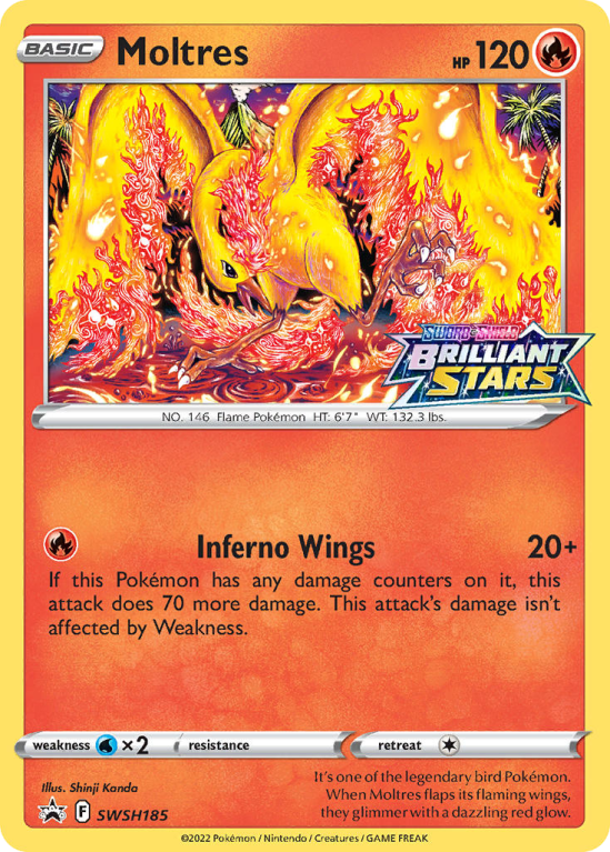 Pokémonkaart Moltres nummer SWSH185/103 uit de set SWSH Black Star Promos (Sword & Shield)