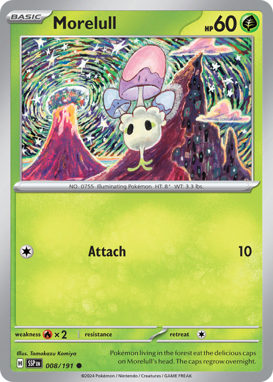 Pokémonkaart Morelull nummer 8/191 uit de set Surging Sparks (Scarlet & Violet)