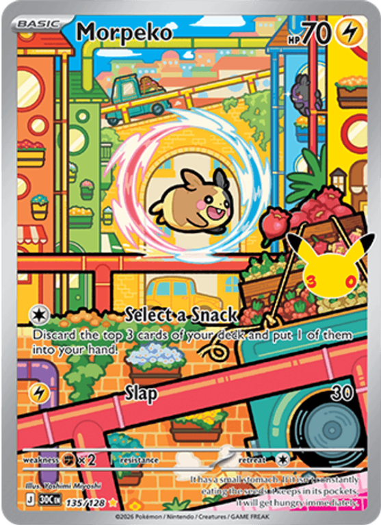 Pokémonkaart Morpeko nummer 135/128 uit de set 30th Celebration (Mega Evolution)