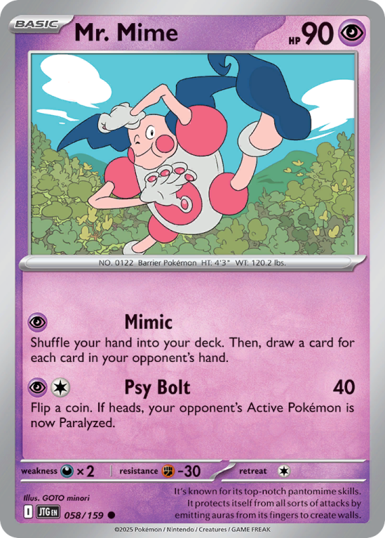 Pokémonkaart Mr. Mime nummer 58/159 uit de set Journey Together (Scarlet & Violet)
