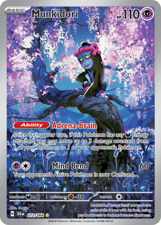 Pokémonkaart Munkidori nummer 72/64 uit de set Shrouded Fable (Scarlet & Violet)