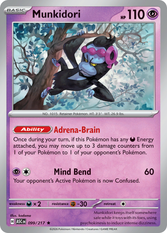Pokémonkaart Munkidori nummer 99/217 uit de set Ascended Heroes (Mega Evolution)