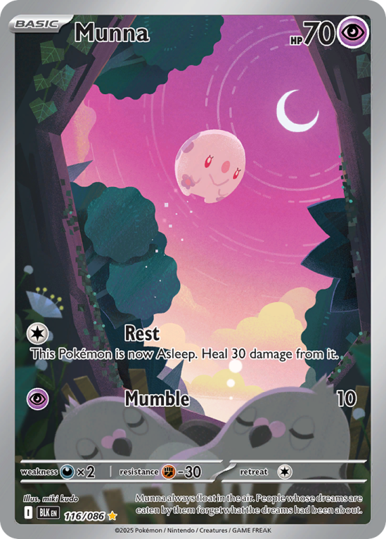 Pokémonkaart Munna nummer 116/86 uit de set Black Bolt (Scarlet & Violet)