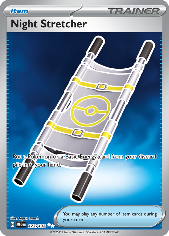 Pokémonkaart Night Stretcher nummer 173/132 uit de set Mega Evolution