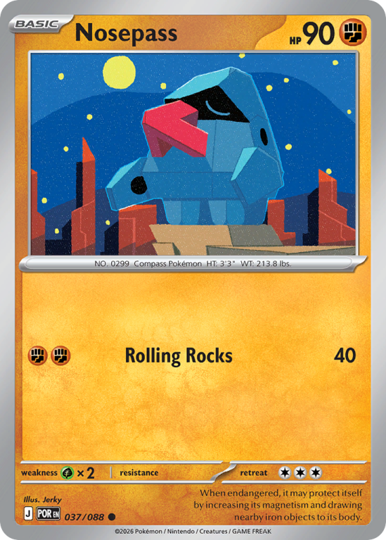 Pokémonkaart Nosepass nummer 37/88 uit de set Perfect Order (Mega Evolution)