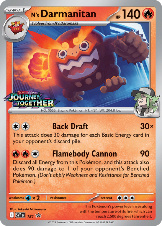 Pokémonkaart N's Darmanitan nummer 181/14 uit de set Scarlet & Violet Black Star Promos (Scarlet & Violet)