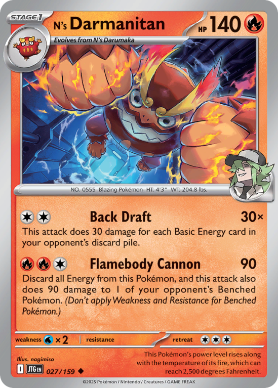 Pokémonkaart N's Darmanitan nummer 27/159 uit de set Journey Together (Scarlet & Violet)