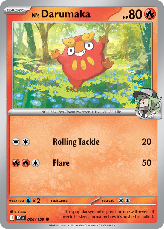 Pokémonkaart N's Darumaka nummer 26/159 uit de set Journey Together (Scarlet & Violet)