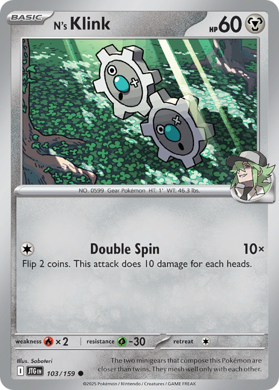 Pokémonkaart N's Klink nummer 103/159 uit de set Journey Together (Scarlet & Violet)