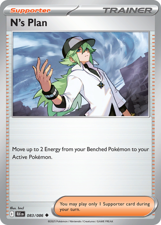 Pokémonkaart N's Plan nummer 83/86 uit de set Black Bolt (Scarlet & Violet)