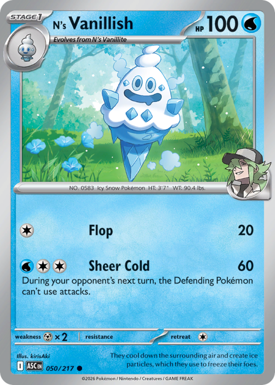 Pokémonkaart N's Vanillish nummer 50/217 uit de set Ascended Heroes (Mega Evolution)