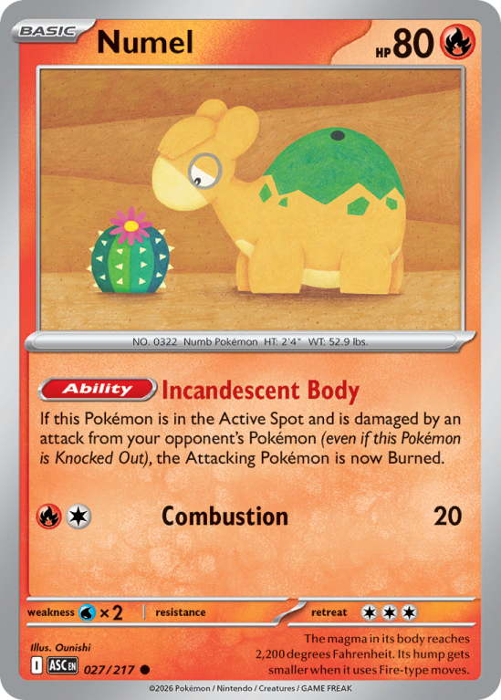Pokémonkaart Numel nummer 27/217 uit de set Ascended Heroes (Mega Evolution)