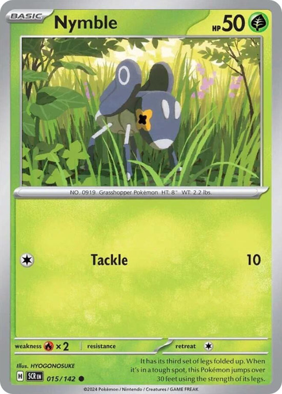 Pokémonkaart Nymble nummer 15/142 uit de set Stellar Crown (Scarlet & Violet)
