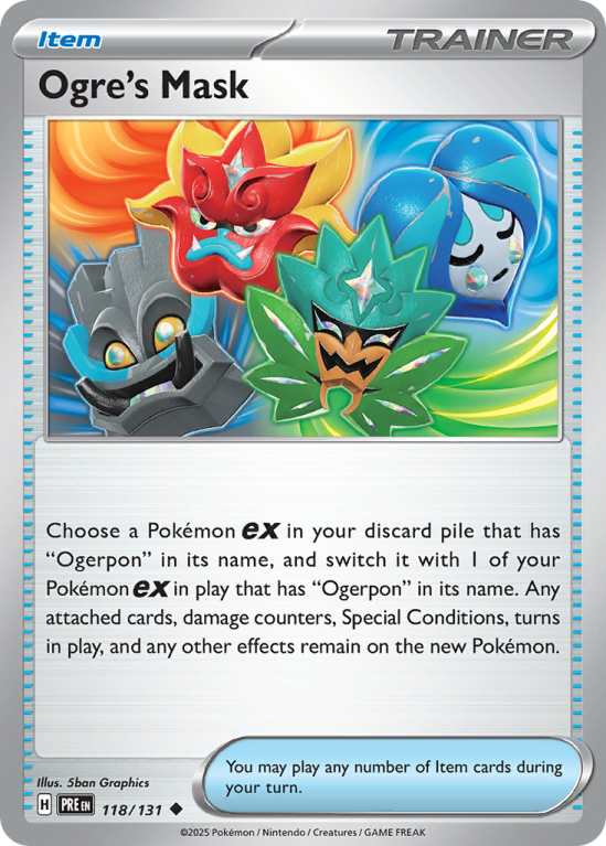 Pokémonkaart Ogre's Mask nummer 118/131 uit de set Prismatic Evolutions (Scarlet & Violet)