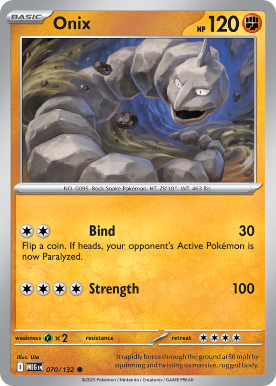 Pokémonkaart Onix nummer 70/132 uit de set Mega Evolution