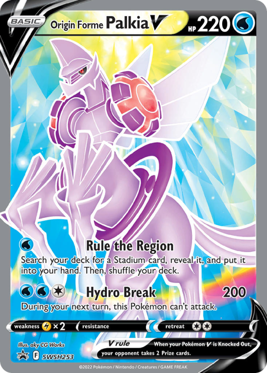 Pokémonkaart Origin Forme Palkia V nummer SWSH253/103 uit de set SWSH Black Star Promos (Sword & Shield)